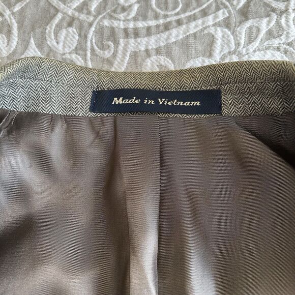 Alan Flusser Sport Coat Men 44 Short Gray Wool Linen Herringbone Classic Office - Picture 3 of 16